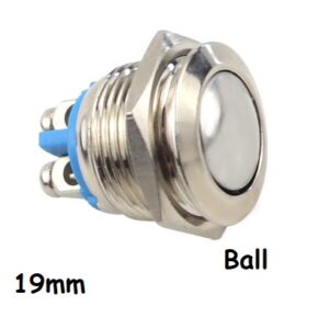 Pulsante Metallico Antivandalo NA 19mm Bombato